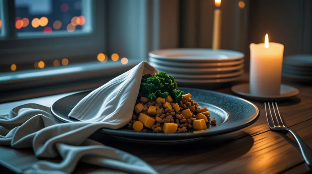 half covered plate with beans and corn