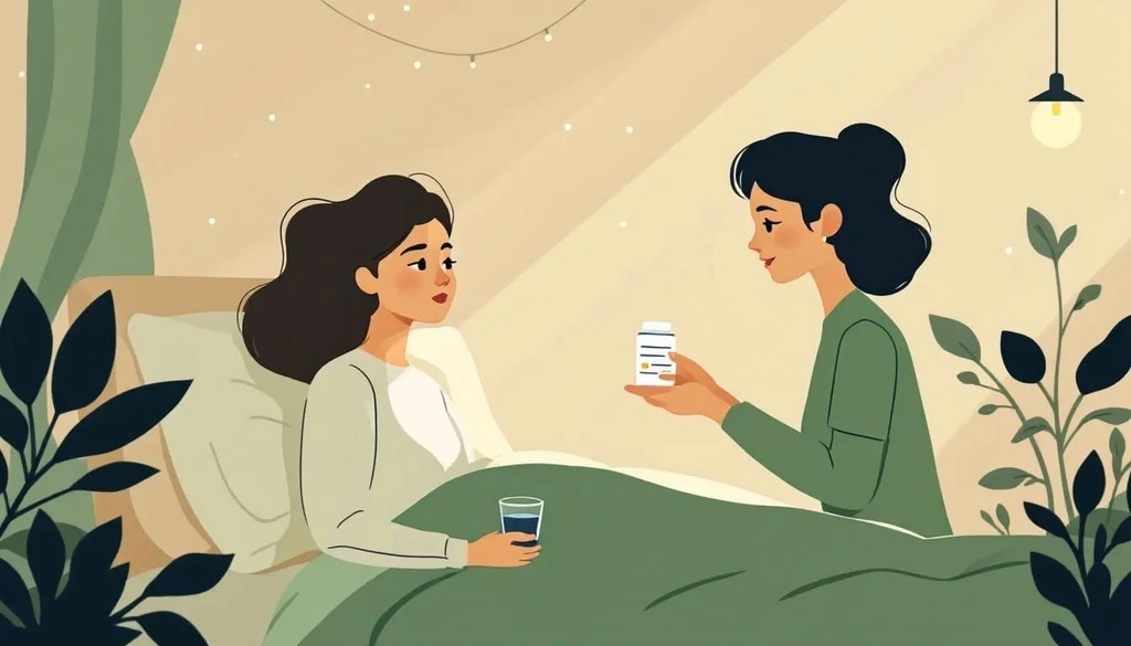 support worker bringing medications to a girl in bed