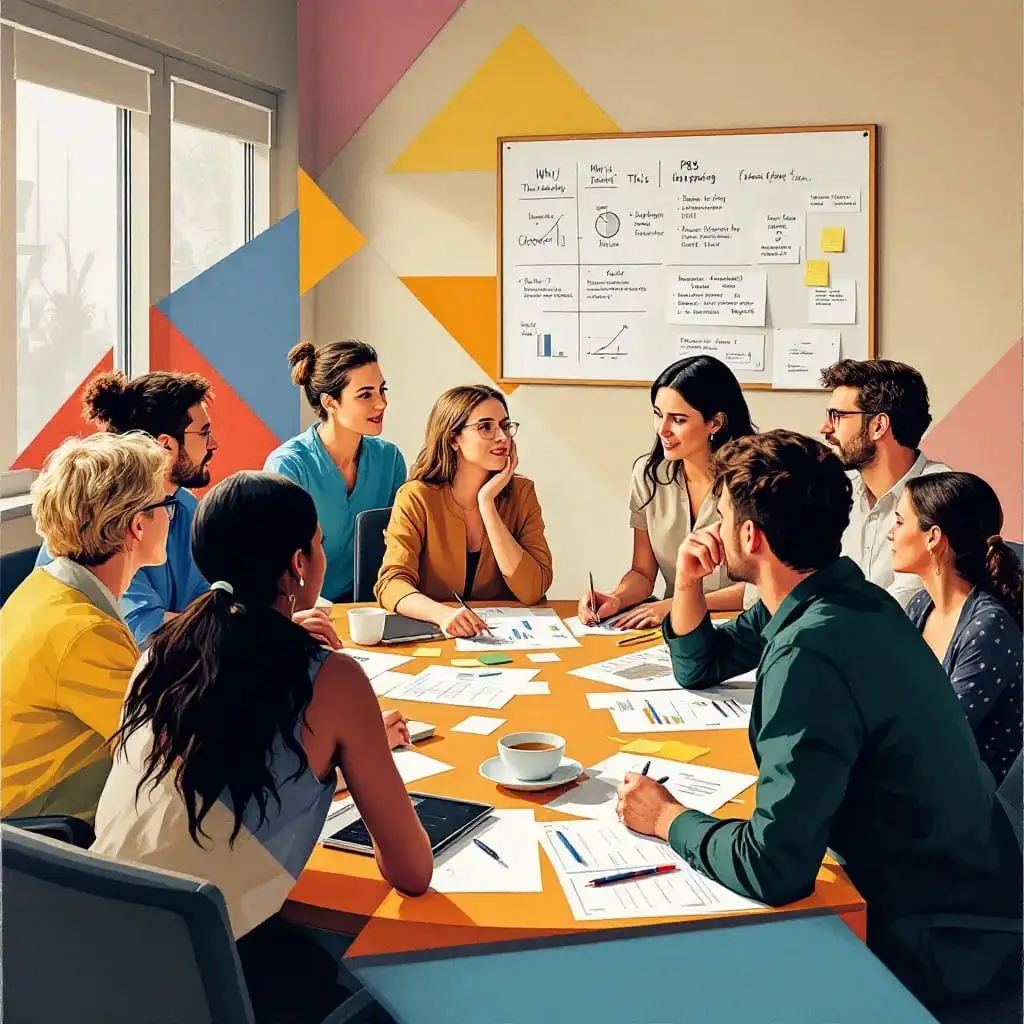 illustration of case commisioners and care providers representatives in a meeting