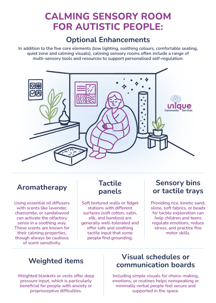 calming sensory room for autistic autism illustration