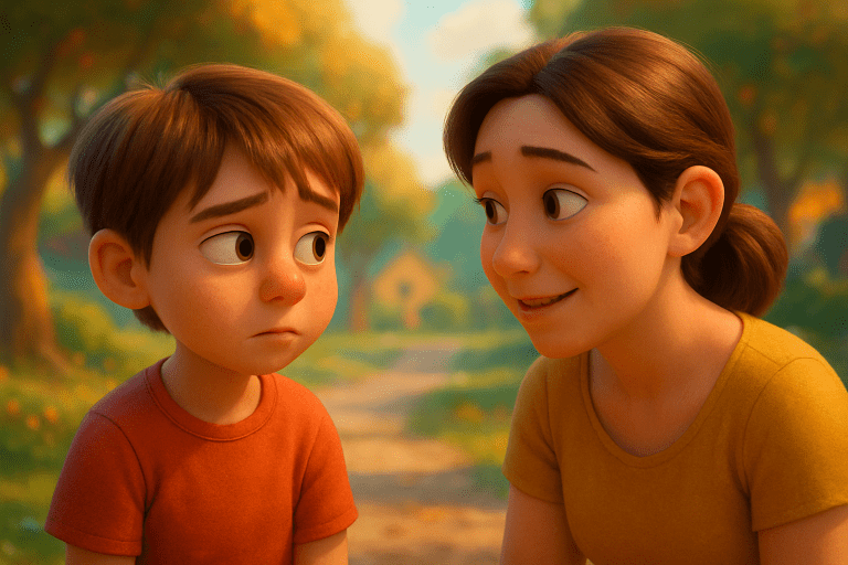 Eye-contact-autistic-child-looking-at-mother