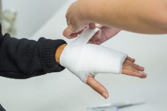 image of a dressing of a hand wound